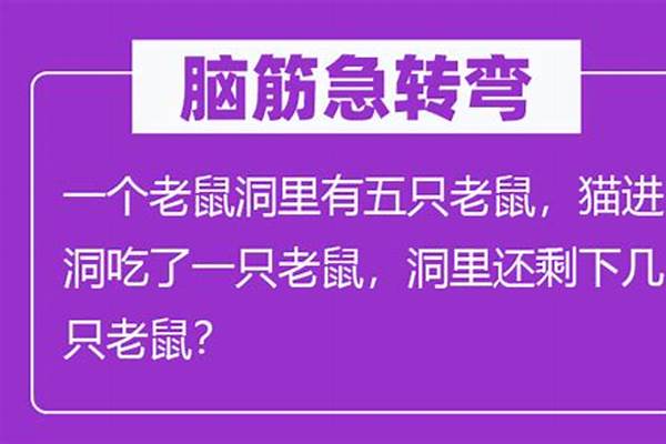 脑筋急转弯,五只老鼠偷粮食吃,李文拿石头